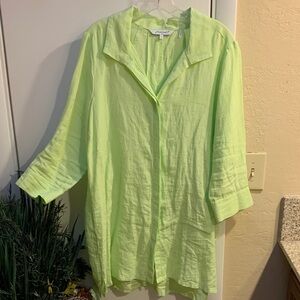 Foxcroft Vibrant Green Linen Shirt